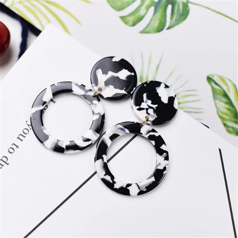 Серьги для ночного клуба цветные мраморные вены печать акрил уксусная кислота