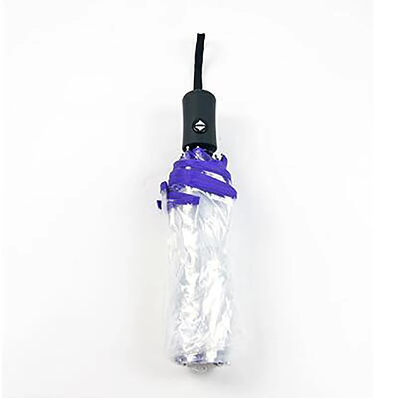 black-purple edge Прозрачный автоматический зонт Paraguas, Зонт от дождя для женщин и мужчин, зонт от солнца и дождя, компактный складной зонт с защитой от ветра, прозрачный зонт CS - Цвет: black-purple edge