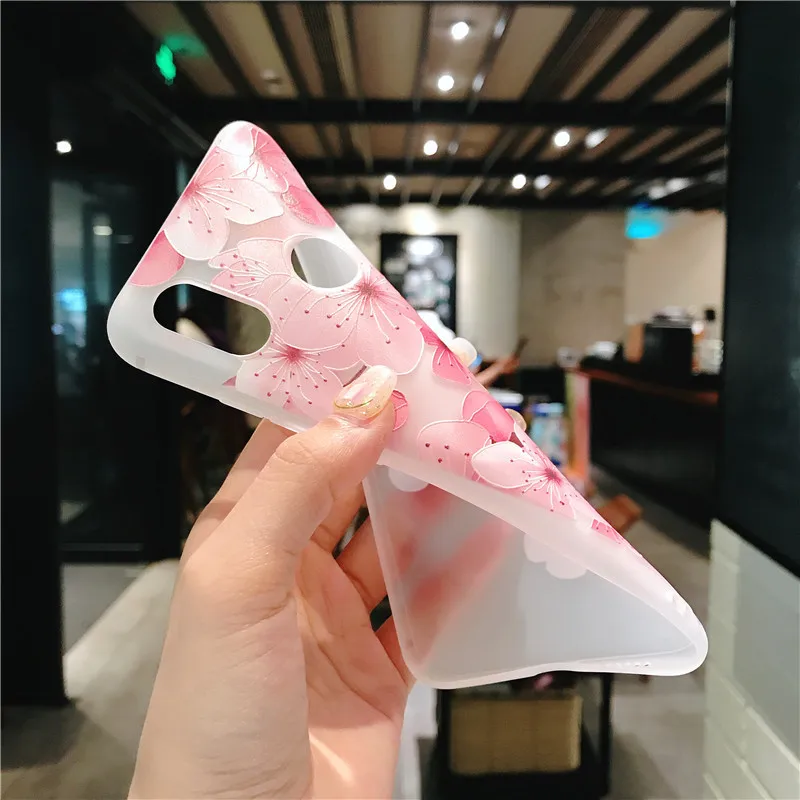 LANCHE для Xiaomi Redmi Note 7 чехол матовый Мягкие термополиуретановые цветы телефон