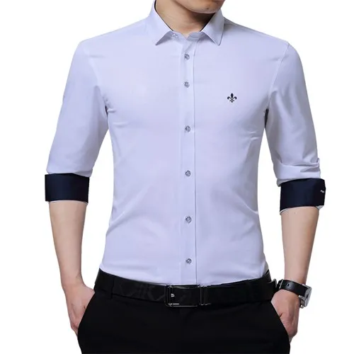 DUDALINA новая мужская одежда Slim Fit Мужская рубашка с длинными рукавами Повседневная мужская рубашка с принтом жаккард плюс размер Импортируется из Китая - Цвет: E51711white