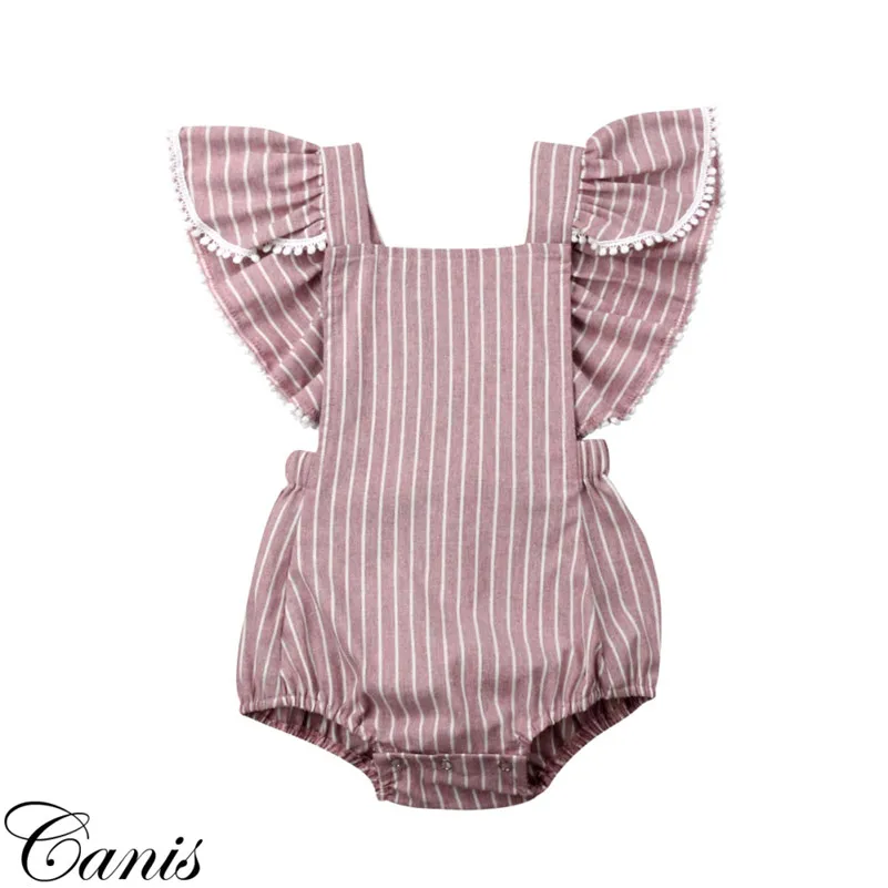 Fashion Baby Girl Rompers Cotton Newborn Bodysuit Stripe Girls Romper Jumpsuit Outfit Summer Clothes 0-24 Months 3B23 | Мать и ребенок