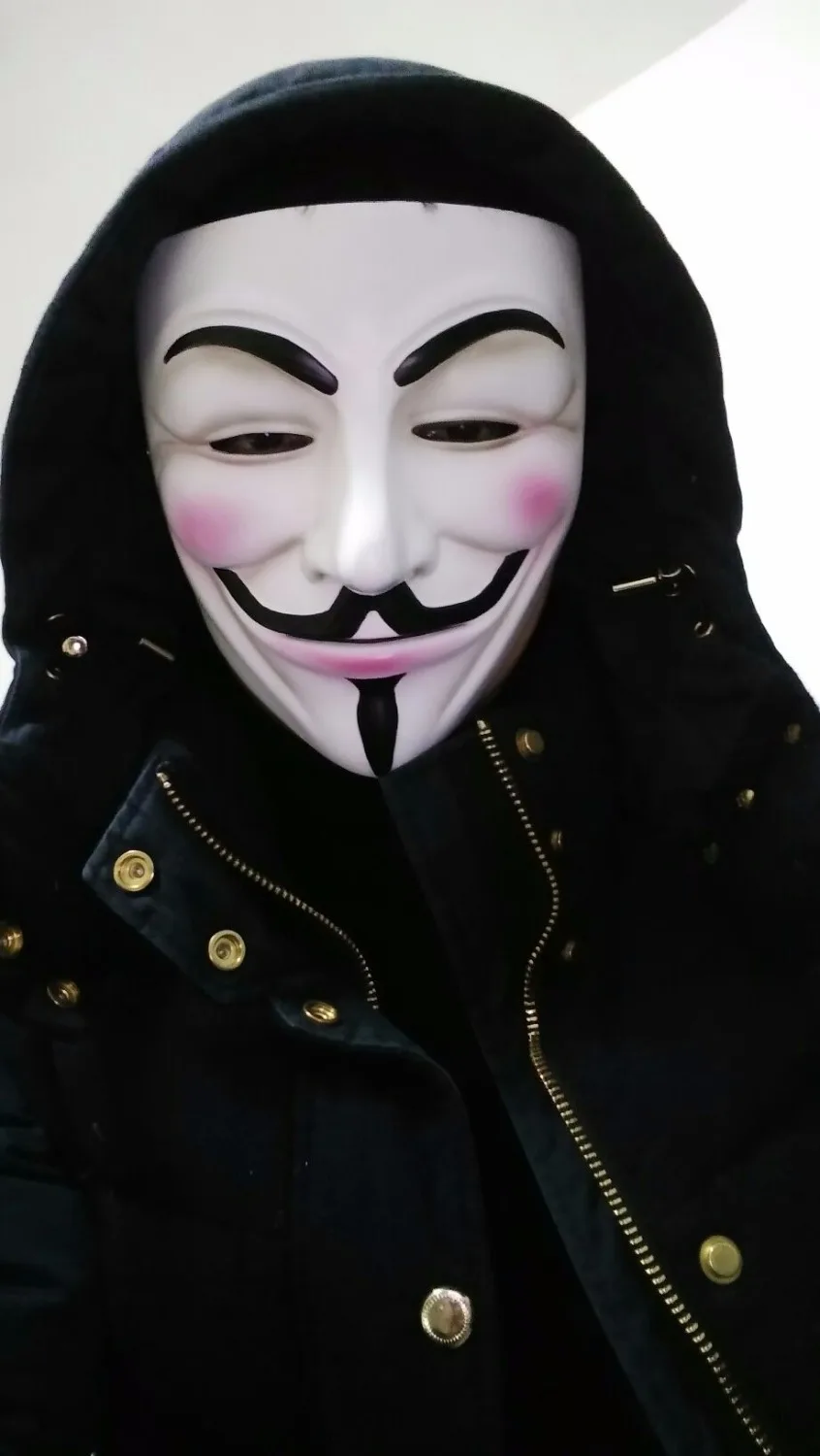 V для вендетты смолы маска Guy Fawkes аноним Косплей Хэллоуин маски 2 цвета белый/Бронзовый высокое качество