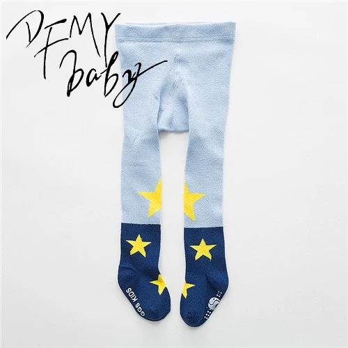 blue leggings Удобные Хлопковые модные штаны для маленьких девочек, милые теплые эластичные леггинсы, брюки - Цвет: blue leggings