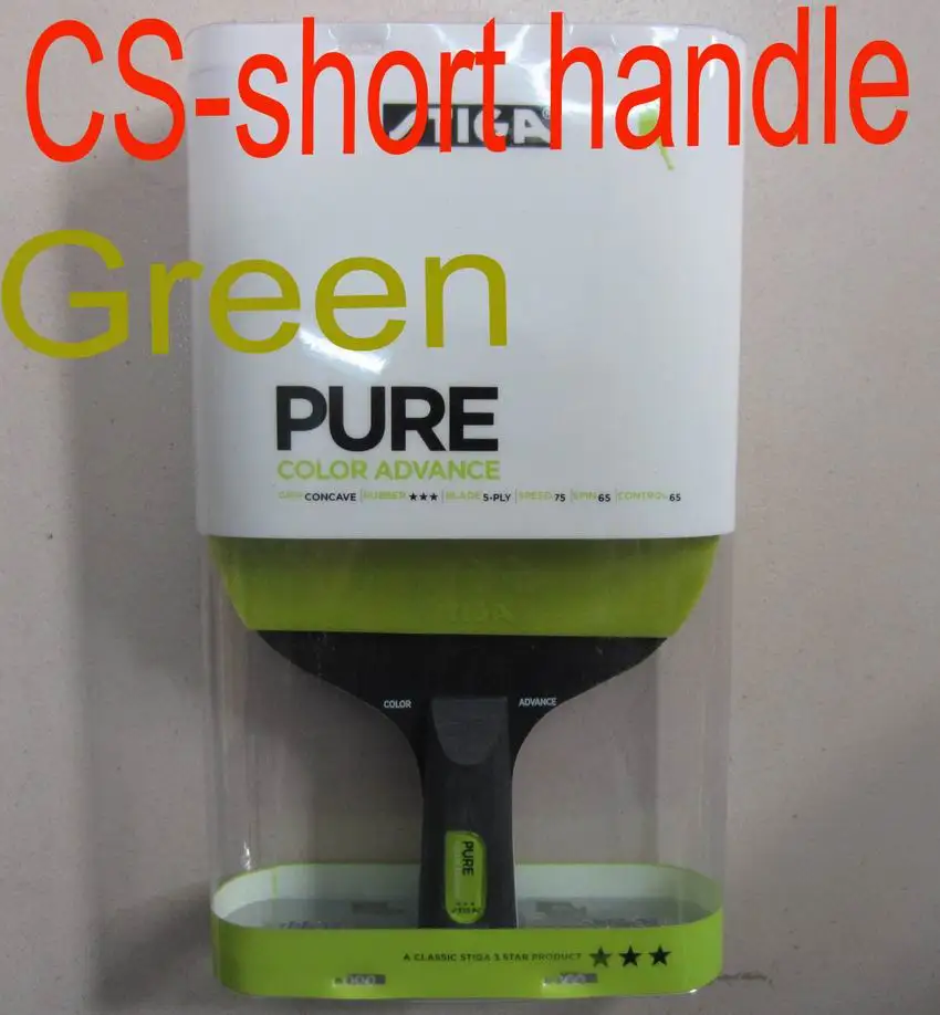 Green CS short handl Оригинальные ракетки Stiga для настольного тенниса, лезвия, прыщи из резины, красочные ракетки stiga, спортивные ракетки для Пинг, ракетки для понга, весла - Цвет: Green CS short handl