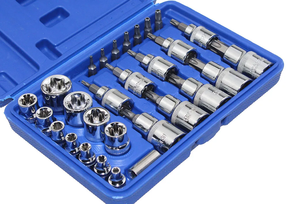Девятый мир 29 шт. звезда набор мужской женский розетки с 1/" 3/8" 1/" Torx Sq привод бит авто инструменты для ремонта автомобиля