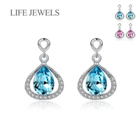 authentic 100 925 sterling silver water drop crystal drop earrings l women luxury sterling silver valentines day jewelry gift