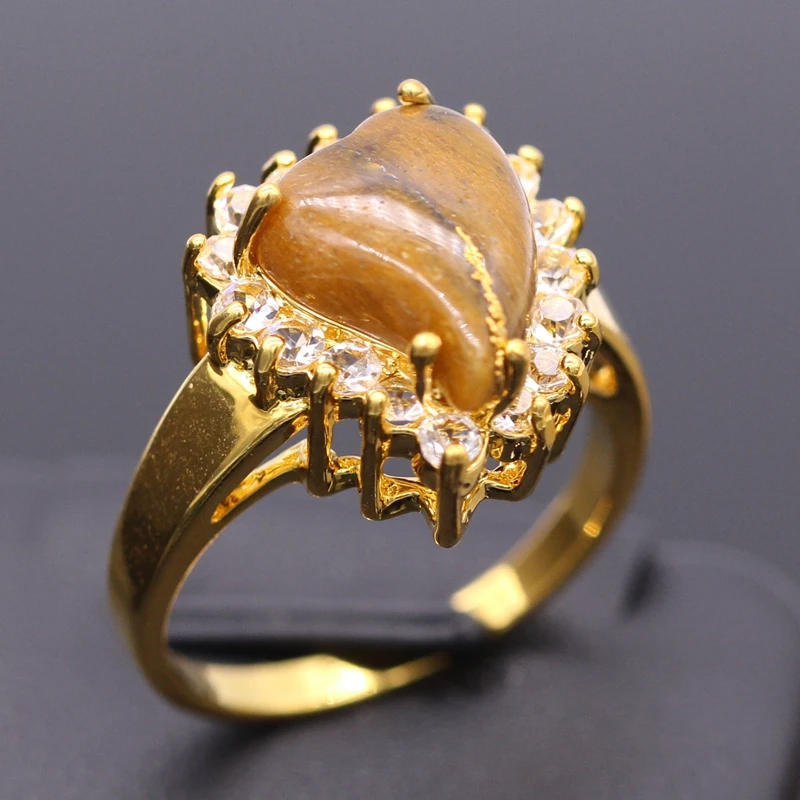 GZJY модные ювелирные изделия Сердце тигровый глаз & AAA циркон золотой цвет