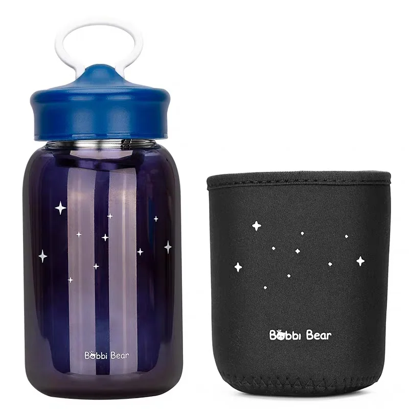 YiHAO 460ml Scrub Glass Space Water Bottles Student Portable With Tea Compartment Mobile Phone Holder Cute Hand Bottle | Дом и сад