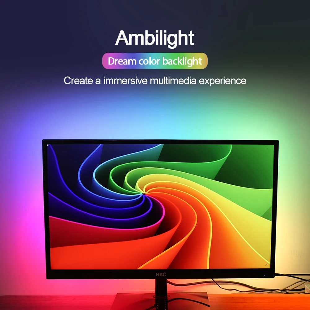 WS2812B USB Светодиодная лента светильник 5050 RGB 5 в dream color Ambi светильник комплект для HDTV настольного ПК экран фоновый светильник ing 1 м 2 м 3 м 4 м 5 м