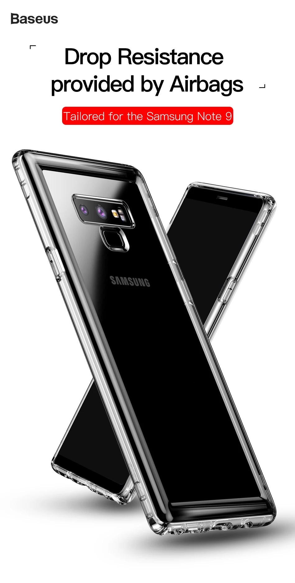 Baseus военной уровня анти Knock чехол для samsung примечание 9 тонкий прозрачный защитный мягкий силиконовый чехол для samsung Galaxy Note 9 Капа