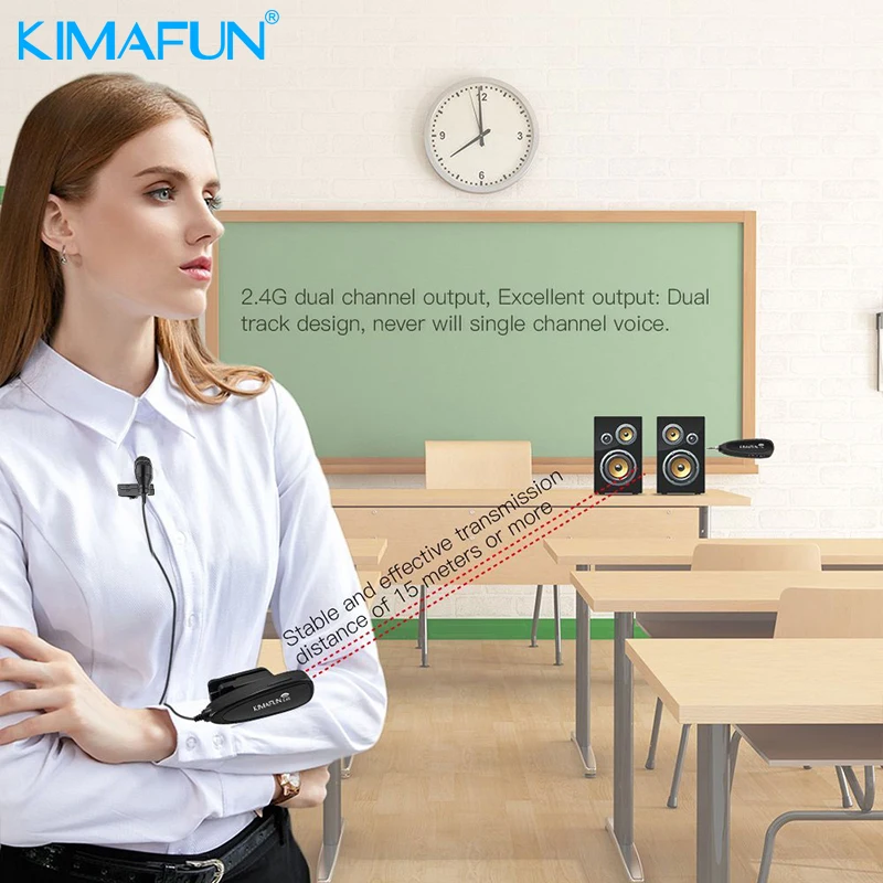 KIMAFUN 2 4 GHz Мини Профессиональный беспроводной Lavalier/отворотом микрофон система для
