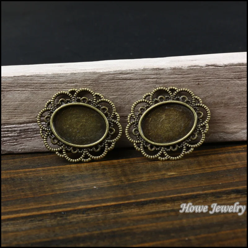 Новый 55 шт. антикварный бронзовый овальный Камея/рамка для кабошона коннектор