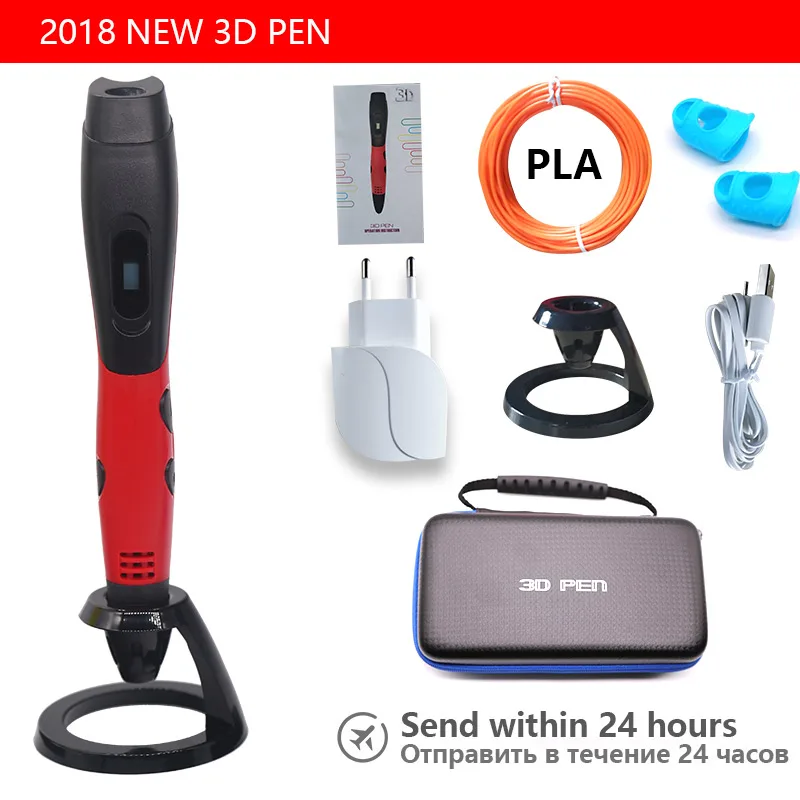 3. Red pen 3d Ручка 3d принтер Ручка USB питание безопасно и удобно, с сумкой для хранения, легко для создания на открытом воздухе Рождественский подарок Новогодний подарок - Цвет: 3. Red pen