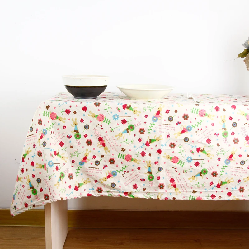 7 размеров моющаяся прямоугольная скатерть из хлопка и льна с мультяшным принтом