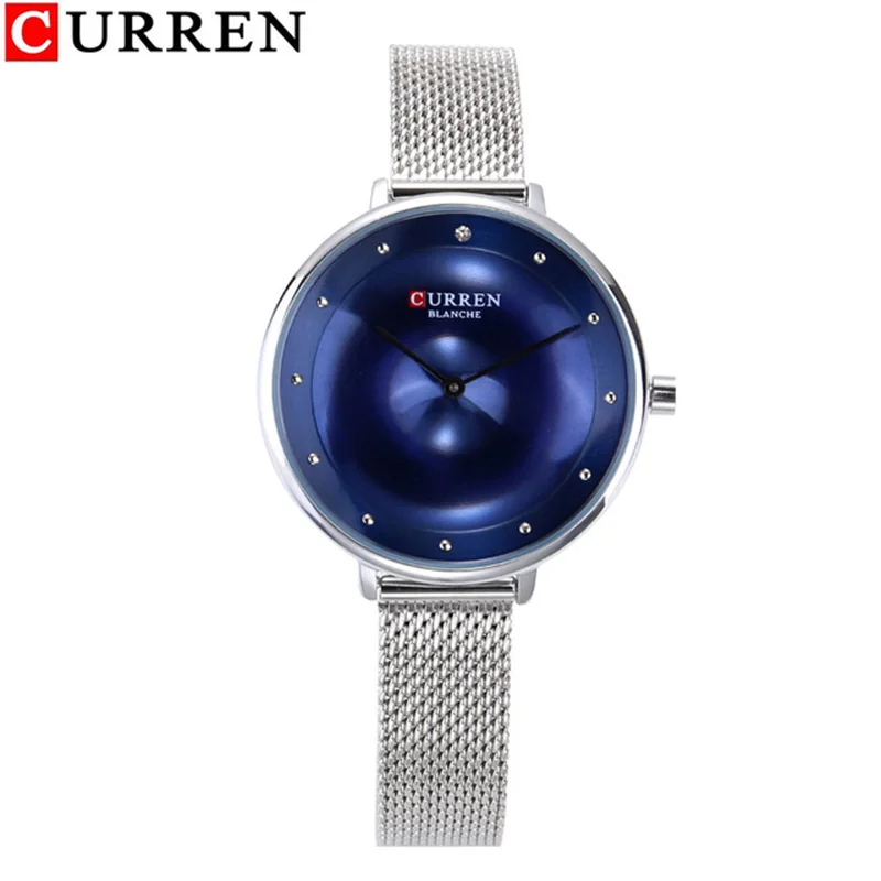 White Blue CURREN 9029 женские кварцевые часы драгоценный циферблат ультратонкий вязаный ремешок Топ бренд женские Роскошные наручные часы девушка часы Relogio Feminino - Цвет: White Blue