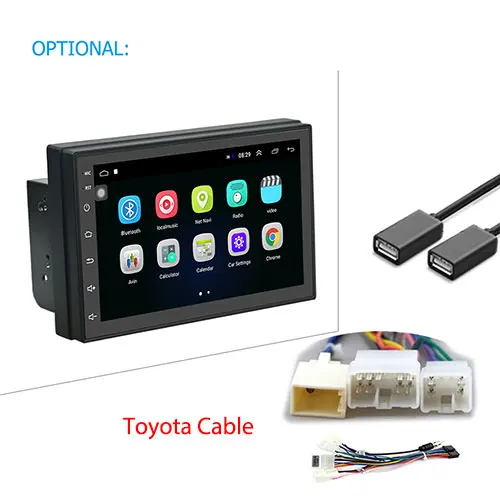 TOYOTA Cable Podofo 2 Din автомагнитола Android мультимедийный плеер gps навигация " HD сенсорный экран цифровой дисплей Универсальный Авто аудио стерео - Цвет: TOYOTA Cable