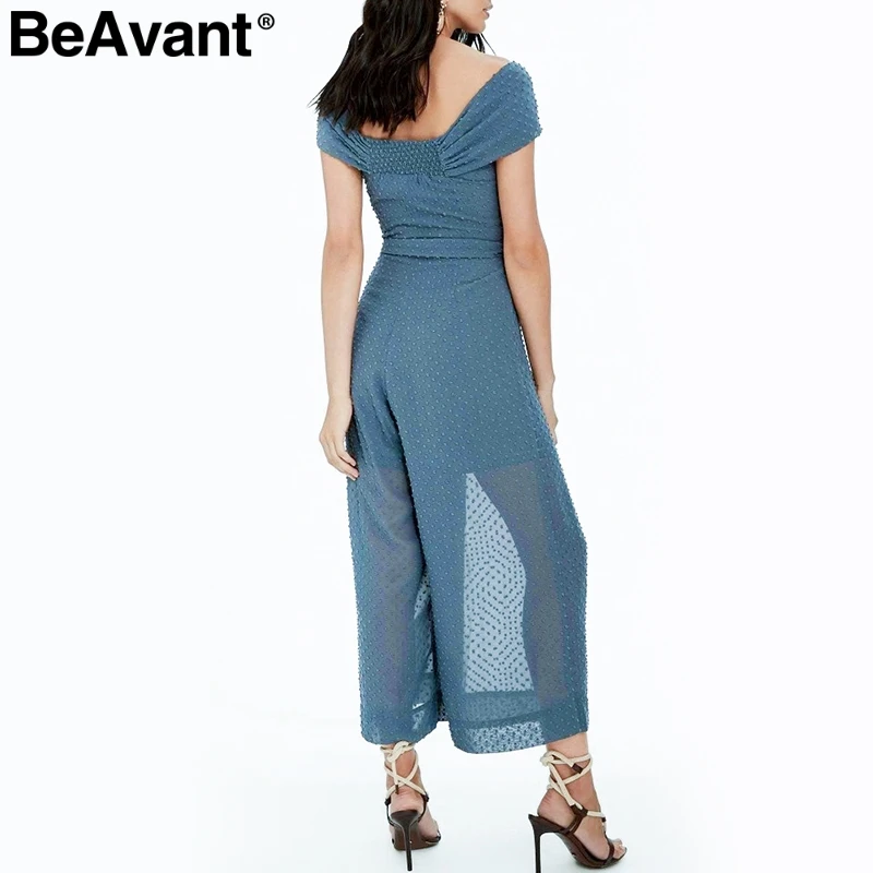 Женский винтажный комбинезон BeAvant розовый длинный с открытыми плечами и поясом