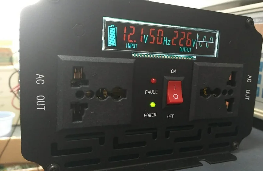 ЖК-дисплей 1000 Вт модифицированный волновой UPS инвертор DC12V к ac220в с функцией зарядки аккумулятора
