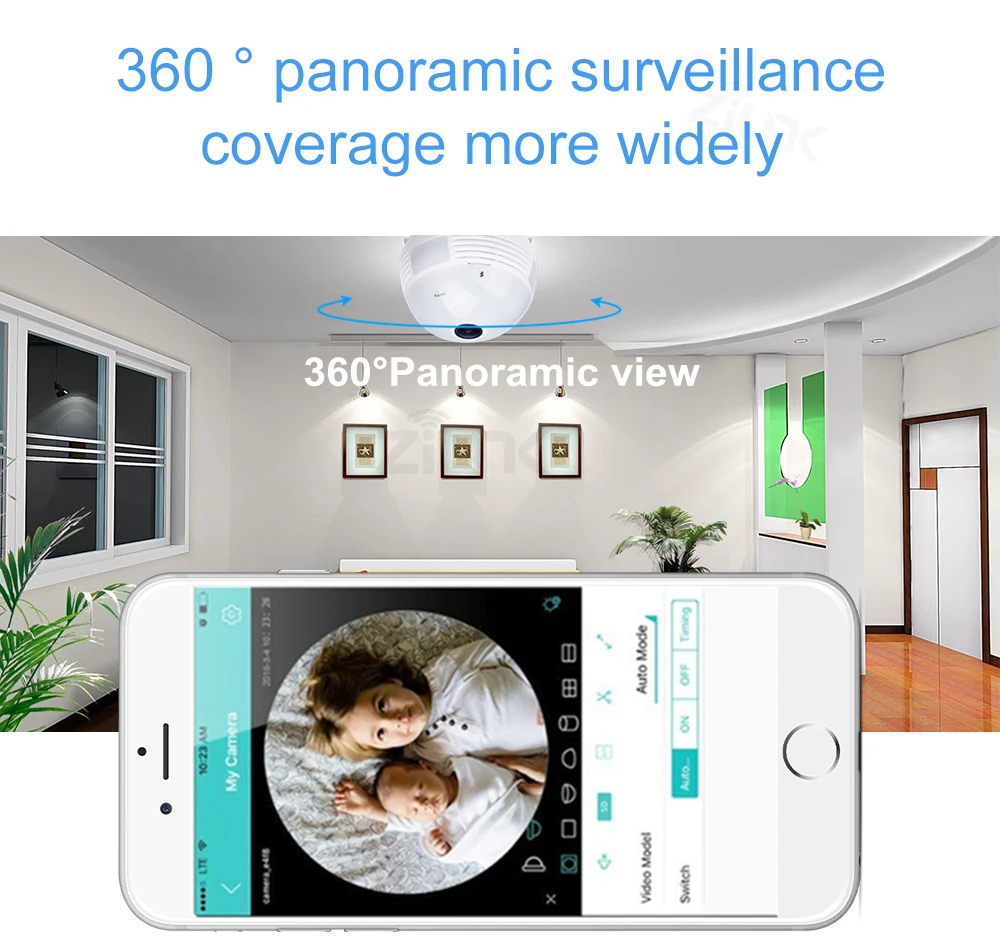 ZILNK лампа Беспроводная IP камера 960P HD wifi камера наблюдения безопасности 360 градусов рыбий глаз панорамный ИК ночного видения P2P