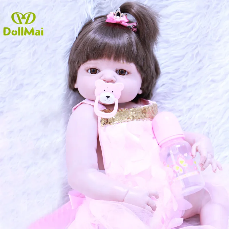 Кукла реборн силиконовая, модная детская кукла с натуральными волосами, 23 дюйма, подарок для детей