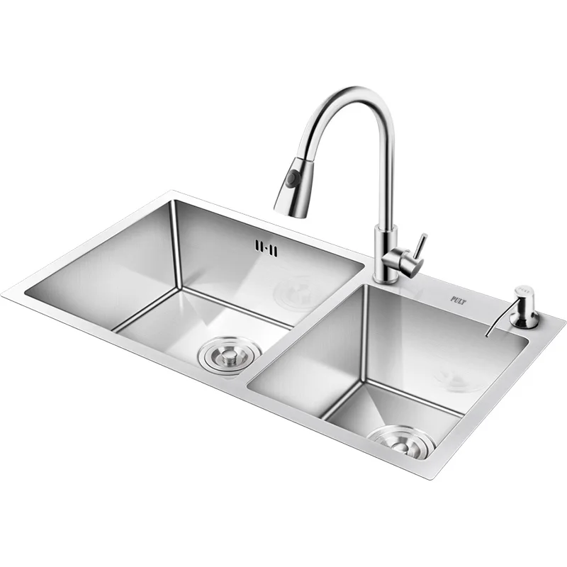 Кухонные раковины из нержавеющей стали ручной утолщенной 4 мм двойной чаша с