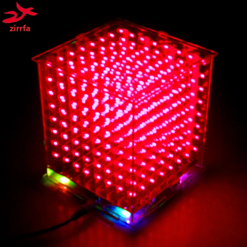 3D 8S 8x8x8 мини mp3 музыкальный светильник cubeeds Комплект Встроенный аудио спектр для tf-карты, светодиодный электронный diy комплект