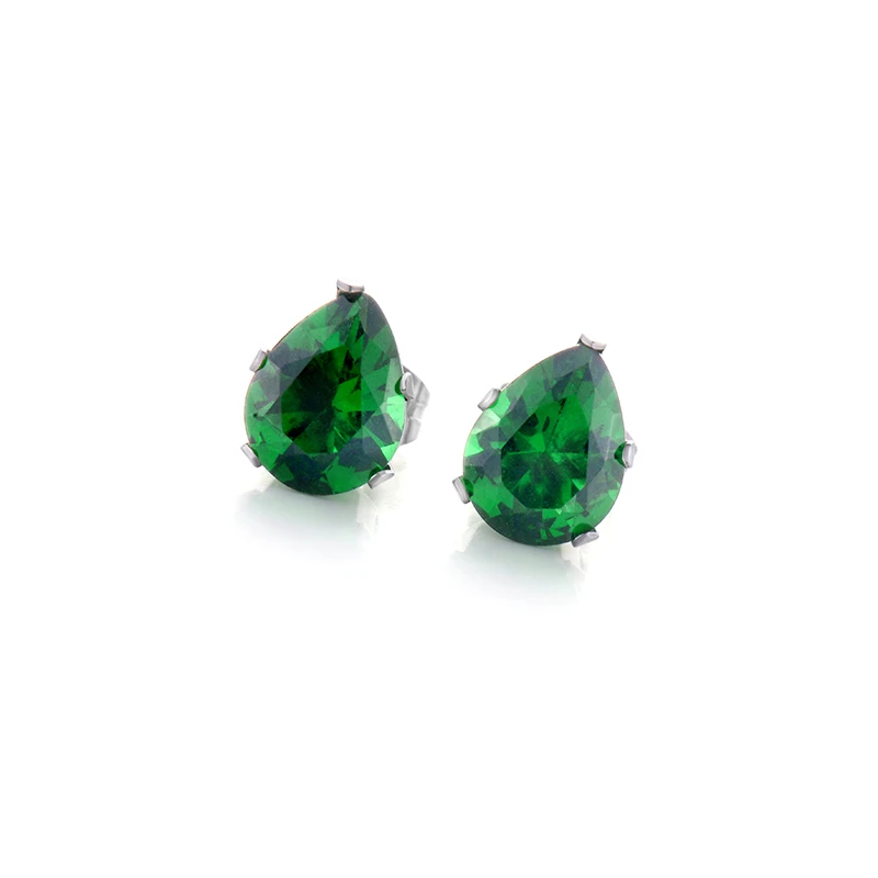 7*9MM 7 Zircon Crystal Stud Earring Sets For Women Heart Design Silver Stainless Pendientes N20 | Украшения и аксессуары