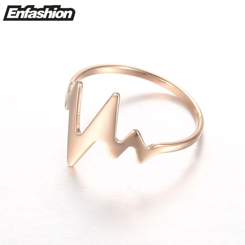 Enfashion кольцо с сердцебиением розовое золото миди из нержавеющей стали на