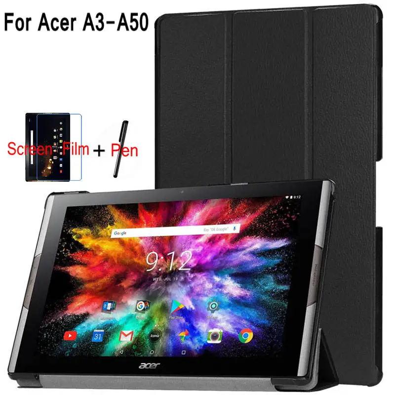 Магнитный чехол для планшета acer Iconia Tab 10 A3-50 10,", Чехол-подставка iBuyiWin из искусственной кожи для A3 A50+ экранная пленка+ ручка