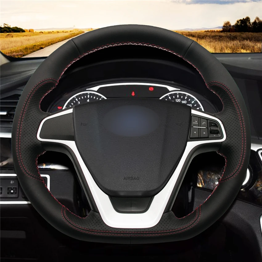 MEWANT черный чехол рулевого колеса автомобиля из натуральной кожи для Geely EMGRAND GT 2015