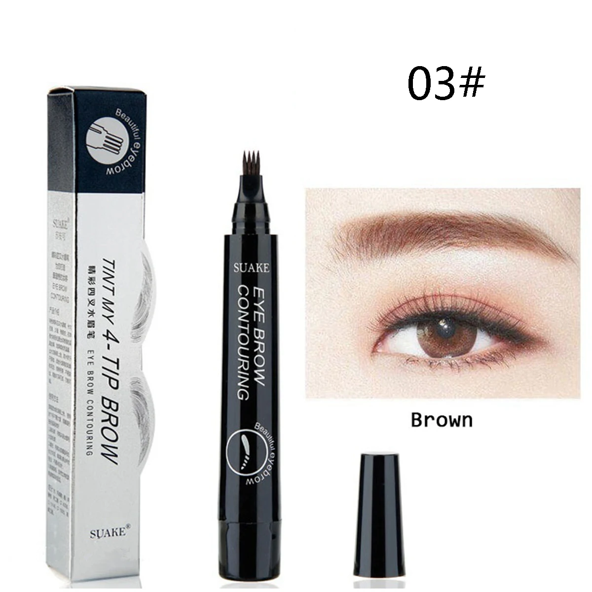 Microblading карандаш для бровей водонепроницаемый вилка кончик бровей Карандаш для татуировки длительный Профессиональный тонкий эскиз жидкий карандаш для бровей - Цвет: 03