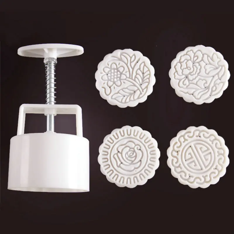 

125g Flower Moon Cake Mold Round Shape Plastic Mooncake Mould Cake Decorating Tools