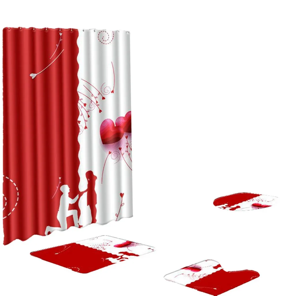 4 шт. Нескользящие унитаз полиэстер покрытие коврик набор ванная комната