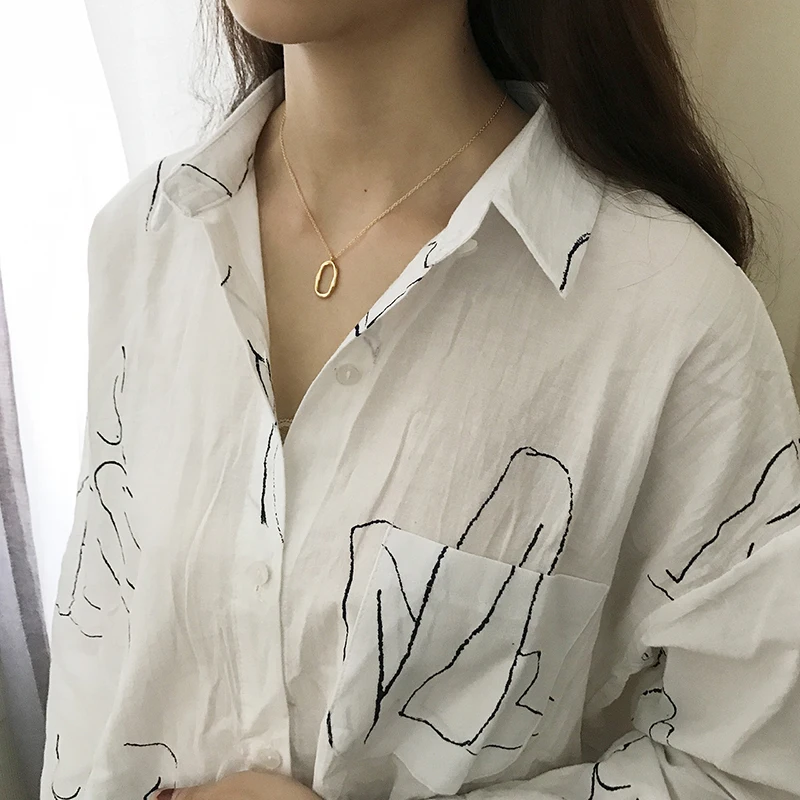 Peri'sBox аутентичный 925 пробы Серебряный Овальный Круглый Кулон ожерелье s для женщин Простые Геометрические Чокеры ожерелье