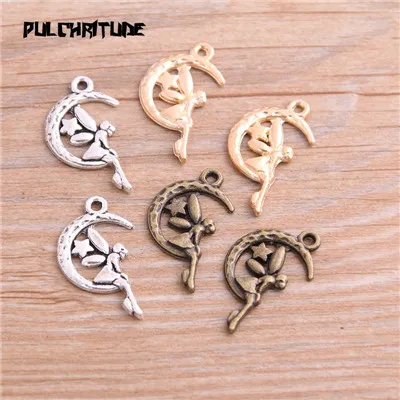 Pulchrode 20 шт 16*26 мм продукт три цвета Луна Ангел подвески для девушки кулон ювелирные изделия металлический сплав ювелирные изделия Маркировка - Окраска металла: Three color