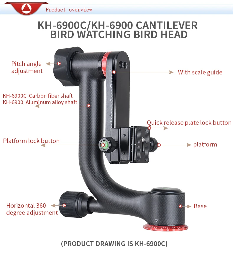 KINGJOY официальный KH-6900/6900C шарнирная головка Профессиональный штатив шаровая Головка для DSLR камеры и панорамной жидкости 360 градусов