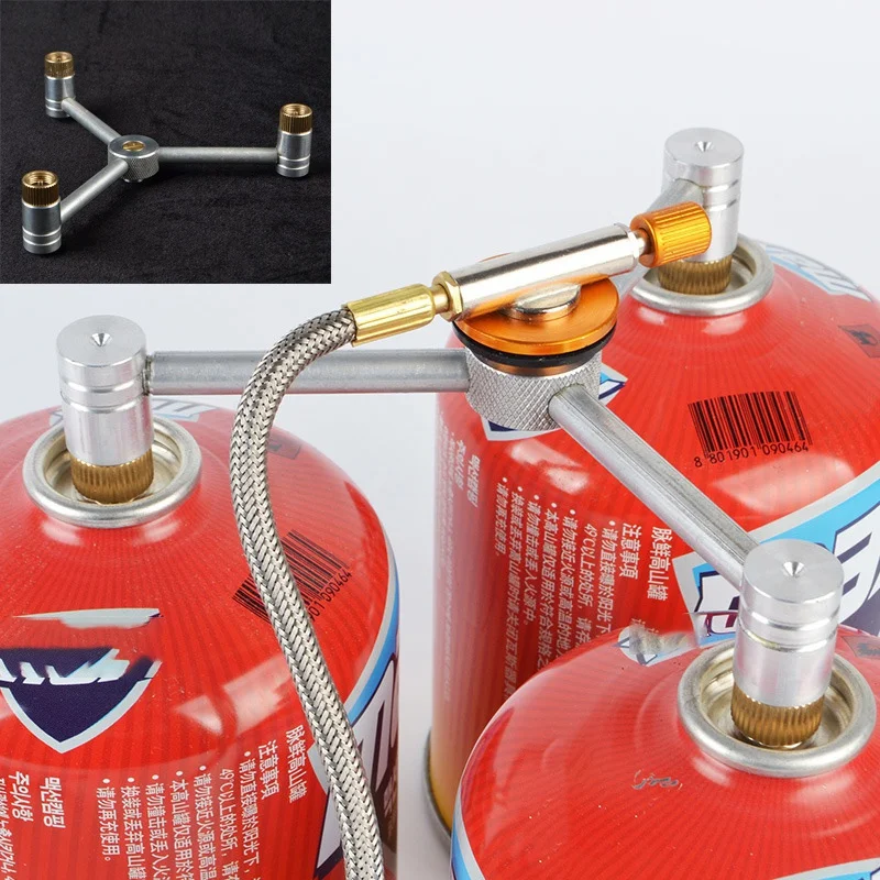 

230g/450g Outdoor 3-1 Camping LPG Adapter Aluminum Alloy 1L Propane Small Tank Input Alpine Flat Gas Tank Lindal Output