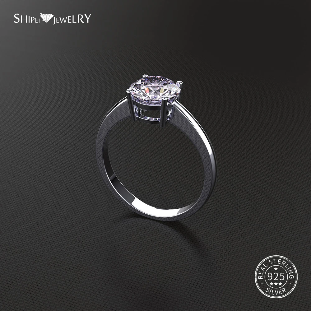Shipei, 925 пробы, серебряное кольцо, хорошее ювелирное изделие, 2ct, Белый сапфир, обручальное кольцо для женщин, мужчин, Подарок на годовщину