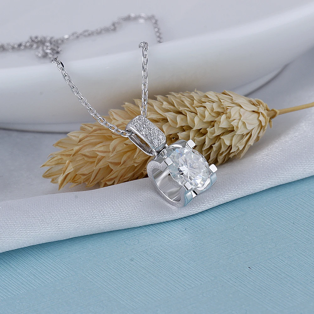Женское ожерелье с подвеской DovEggs из стерлингового серебра 925 пробы Moissanite Center 1ct 6 5