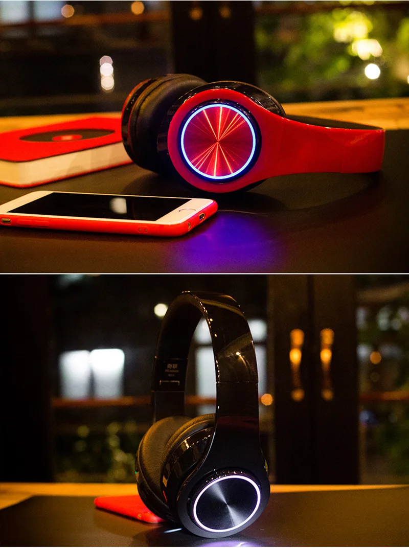 Tourya беспроводные наушники Bluetooth наушники гарнитура со светодиодной вставкой с микрофоном Поддержка TF карты для Iphone samsung huawei xiaomi телефон ПК