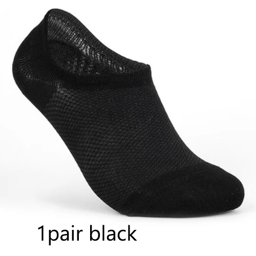 black 1pair 5 пар/лот, мужские носки из бамбукового волокна, невидимые носки-башмачки, Дышащие Короткие нескользящие носки, повседневные мягкие мужские носки в деловом стиле - Цвет: black 1pair