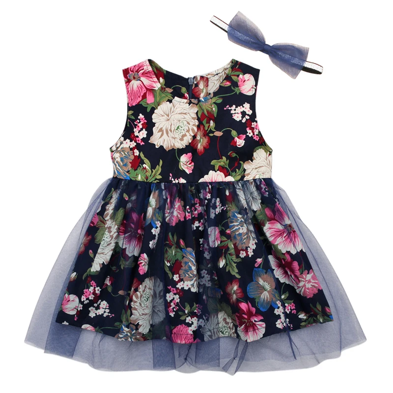 Детское платье Rorychen для маленьких девочек Красивое Летнее с цветами без рукавов