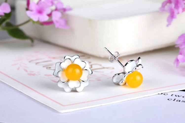 Женские серьги из серебра 100% пробы с кабошоном 6 8 мм|earrings 8mm|silver 925 beadssilver beads |