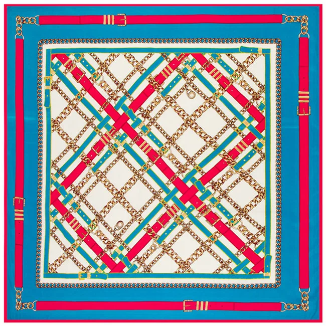 Горячая 2017 Саржевого Шелковый Шарф 130*130 см шелковый Евро стиль ремень колющие