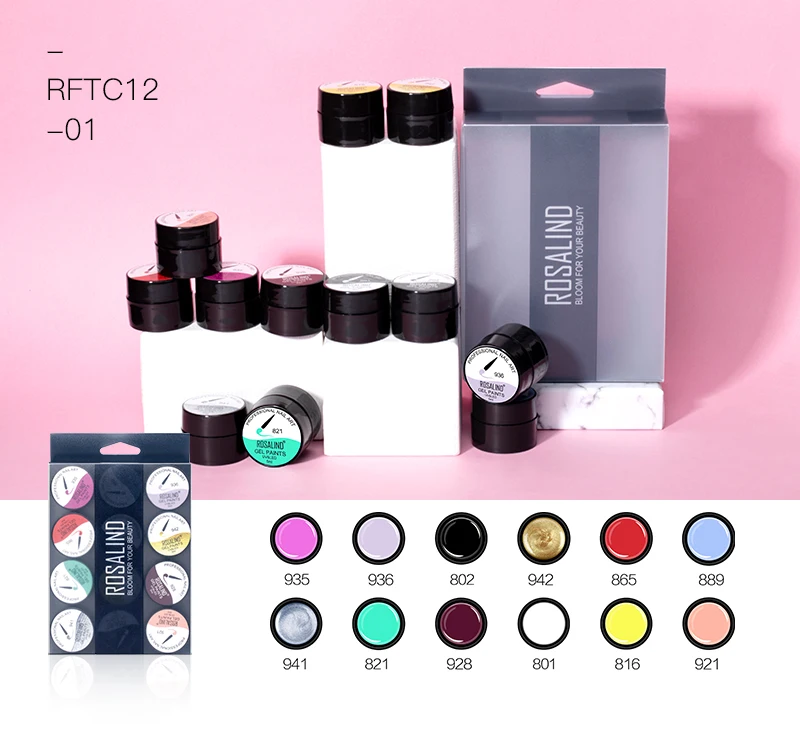 ROSALIND Gel Nail Polish Set 12PCS/Set Painting Spider Shiny Gel Manicure Set Stamping acrylic Nail Kit Varnish All For Manicure