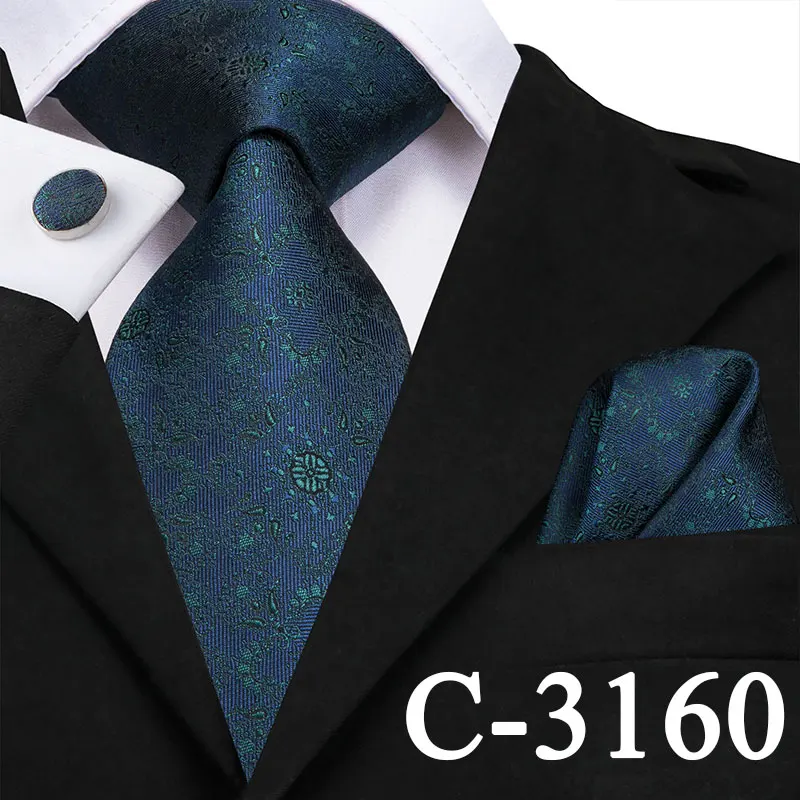 C-3160 Hi-Tie Официальный мужской темно-синий клетчатый галстук шелковый галстук для банкета свадьбы деловой ГАЛСТУК носовой Запонки Набор C-326 - Цвет: C-3160