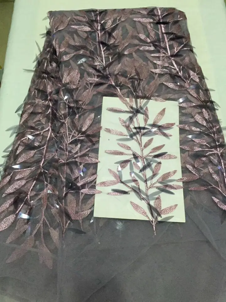 

French Net Lace Fabric Latest african guipure lace fabric with beads embroidery mesh tulle fabric CDN59