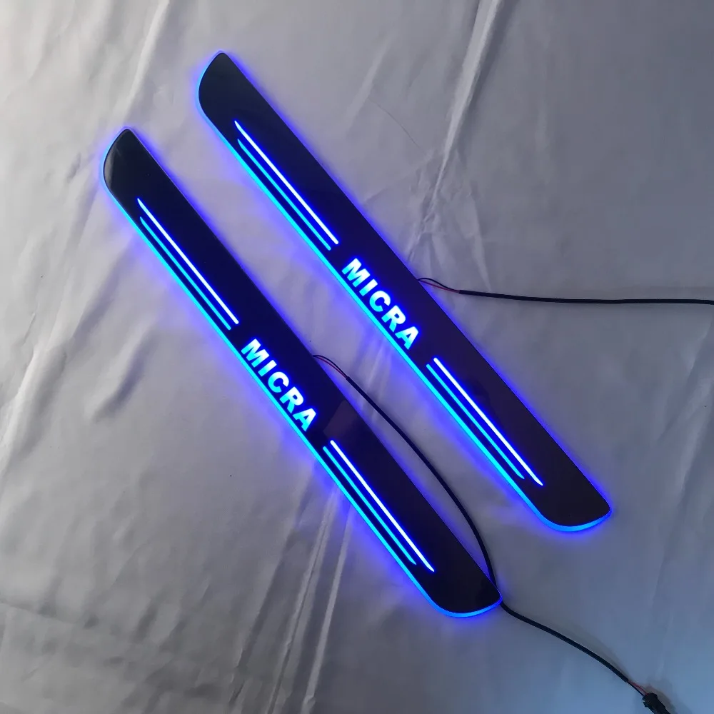 RQXR led движущиеся двери потертости для Nissan micra динамический порог пластина плоский накладной поток/фиксированный свет, 2 шт