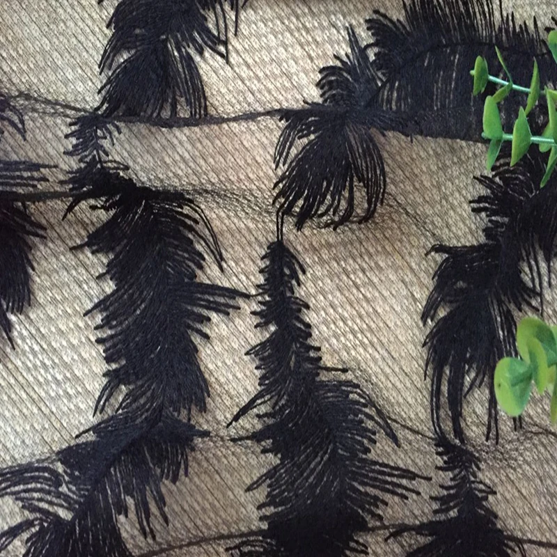 Кружевная ткань с вышивкой африканская швейцарская вуаль черного и белого