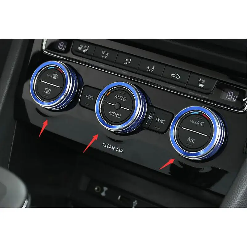 

STYO Car Air-conditioned decorative knobs circle Cover trim for VW Tiguan 2017 2018